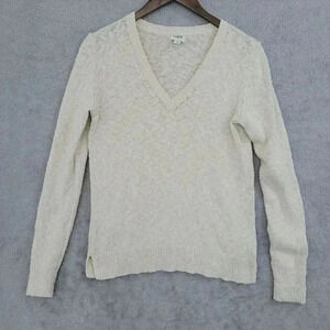 J. Crew Women's Beige V-Neck Sweater S Cotton Blend 19CT